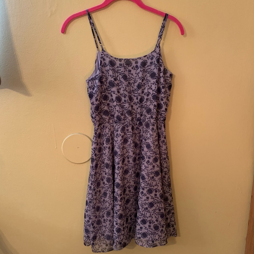 Gray/Navy XS Loft Floral Mini Dress